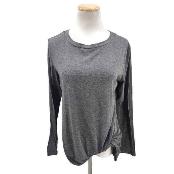 Oyanus gray twist hem detail long sleeve top in size medium - Picture 1 of 3